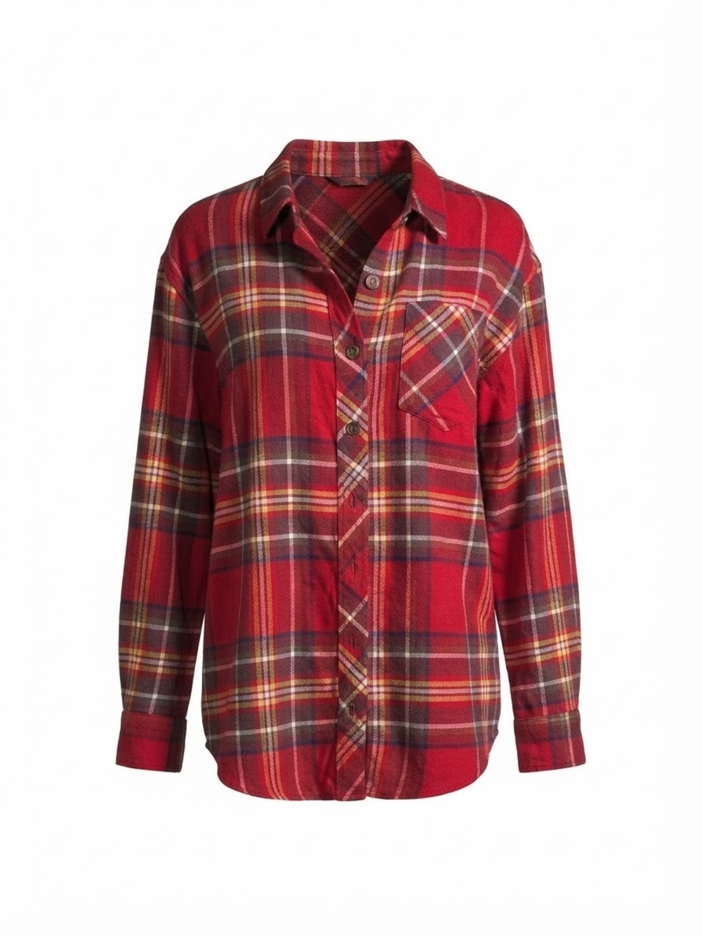 Maurices Red Plaid Button-Up Shirt
